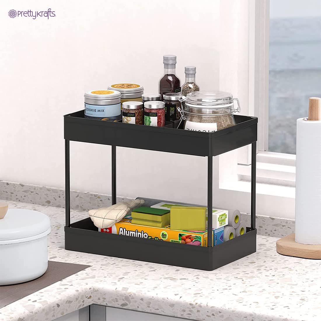 Rack Shelf with Wheels Slim Slide Out Kitchen Trolley Rack Holder