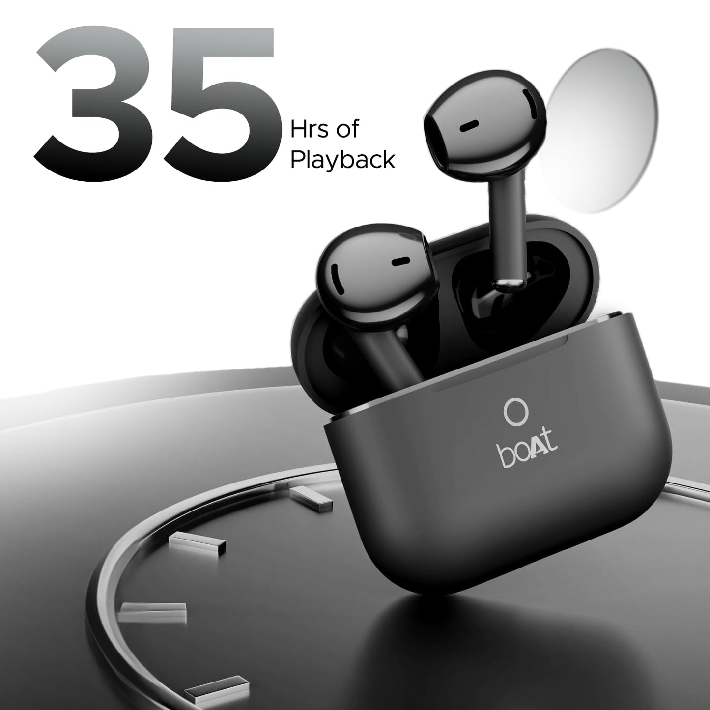 Boat Airdopes Joy, 35Hrs Battery, Fast Charge, IWP Tech, Low Latency, 2Mic ENx, Type-C Port, v5.3 Bluetooth Earbuds, TWS Ear Buds Wireless Earphones with mic(Jet Black)