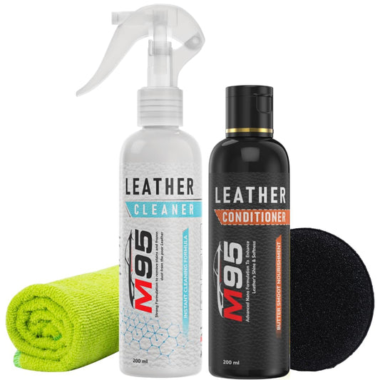 M95 Leather Cleaner and Conditioner kit Combo for Sofa, Car Seats, Jacket, Bags, Belt and for all Leather, cleaner and conditioner (200ml) (Cleaner + Conditioner)
