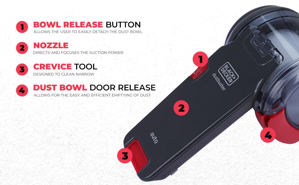 BLACK+DECKER PV1200AV-B1 12V Corded Dustbuster Flexi Auto Handheld Vacuum Cleaner with Bowl Capacity 440 ml, 5 Meter Cable+1 Year Manufacturer Warranty