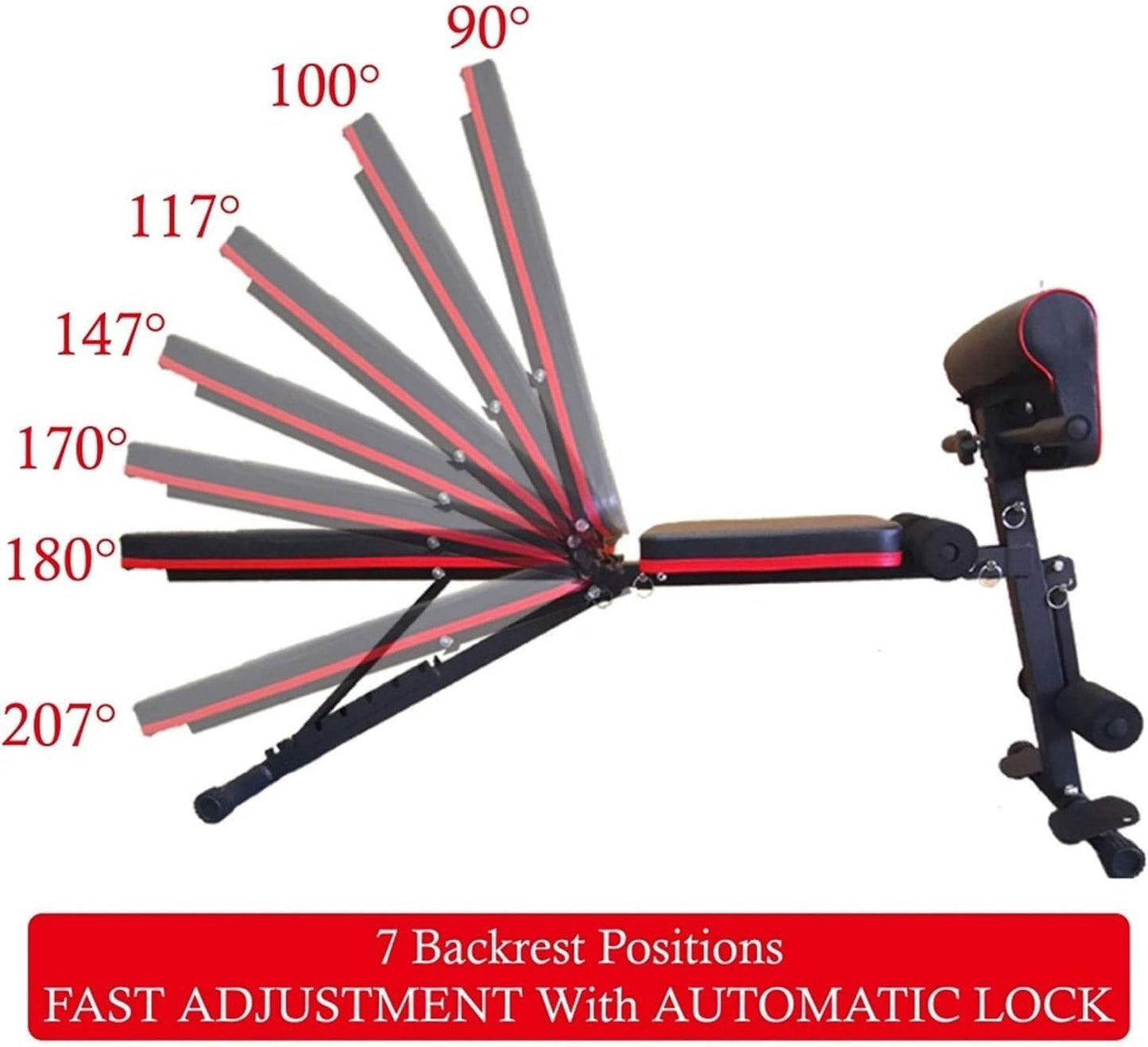 IGNOTI Home Bench Press Chair Dumbbell Stool Adjustable Dumbbell Exercise Bench Flat Weight Bench Foldable Sit Up Incline Abs Flat Fly Weight Press Rope - Stocks (BLACK) (Black)