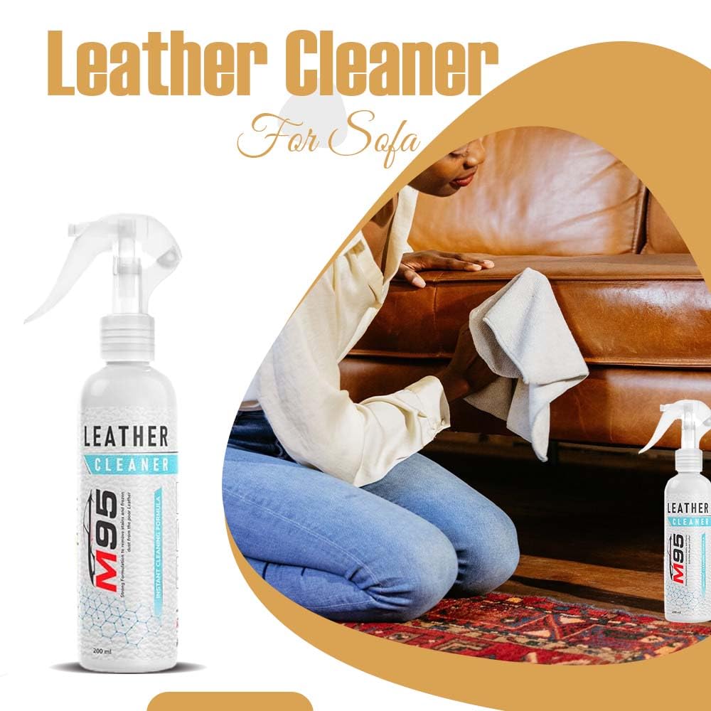 M95 Leather Cleaner and Conditioner kit Combo for Sofa, Car Seats, Jacket, Bags, Belt and for all Leather, cleaner and conditioner (200ml) (Cleaner + Conditioner)