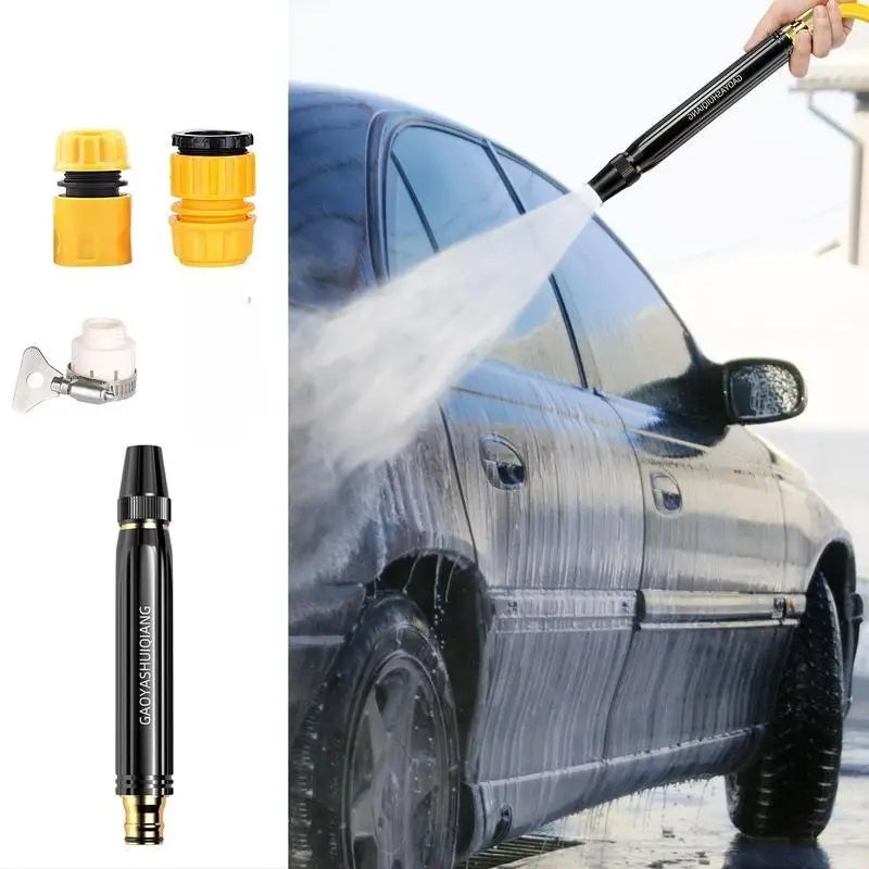 Portable High Pressure Washing Water Nozzle with 3 attachments (Black)