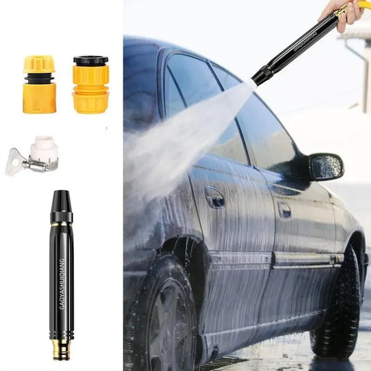 Portable High Pressure Washing Water Nozzle with 3 attachments (Black)