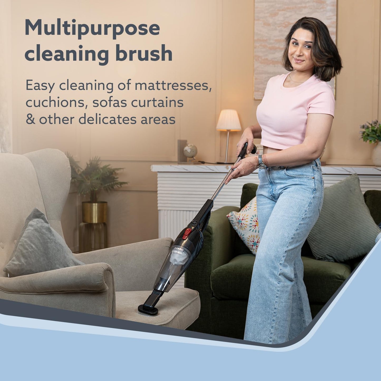 AGARO Regal Plus Upright Vacuum Cleaner, 2-In-1, Handheld & Stick, Dry Vacuuming, For Home Use, 800 Watts, 6.5 kPa Suction power, Bagless, Black