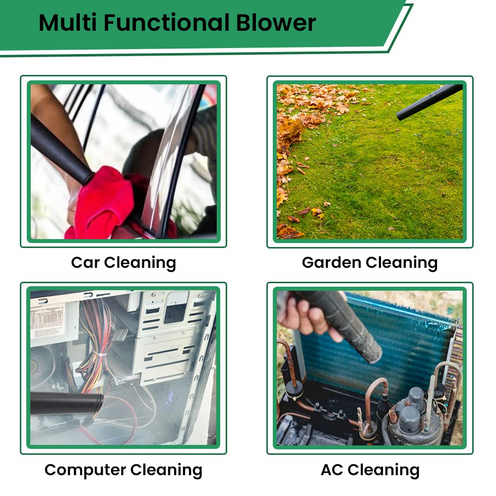 Cheston Air Blower for Cleaning Dust 550W 13000 RPM 2.6m³/min (Green)| 1 Year Warranty | Air Blower for Dust Cleaner for Home, PC Computer, Electronics - Air Blower for Home, Garden, AC Car |