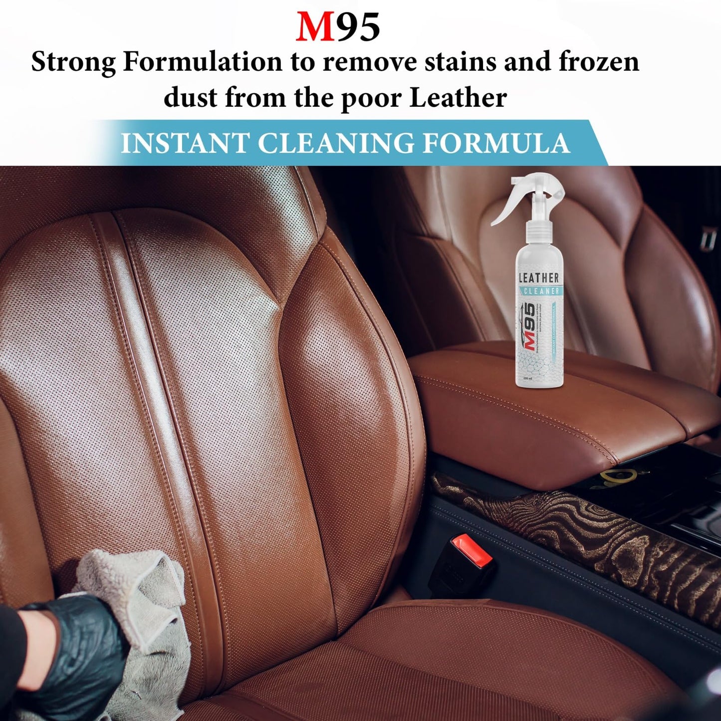 M95 Leather Cleaner and Conditioner kit Combo for Sofa, Car Seats, Jacket, Bags, Belt and for all Leather, cleaner and conditioner (200ml) (Cleaner + Conditioner)